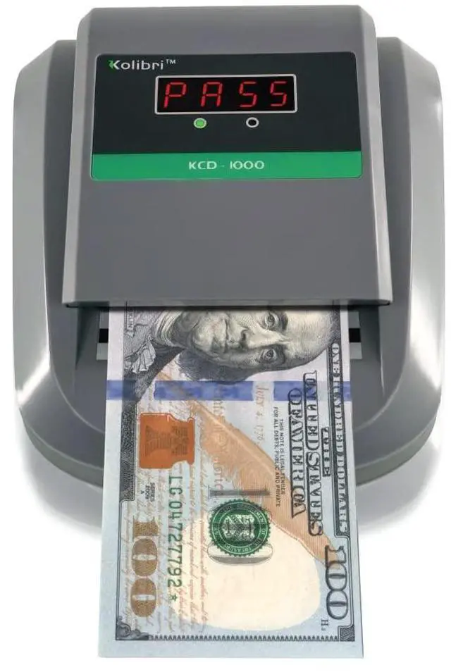 Main image of Kolibri KCD-1000 4-Way Orientation Portable Fake Currency Reader and Counterfeit Bill Detector with UM, Magnetic, Infrared Counterfeit Money Detector, Easy Pass/Fail Indicator (KCD-1000)