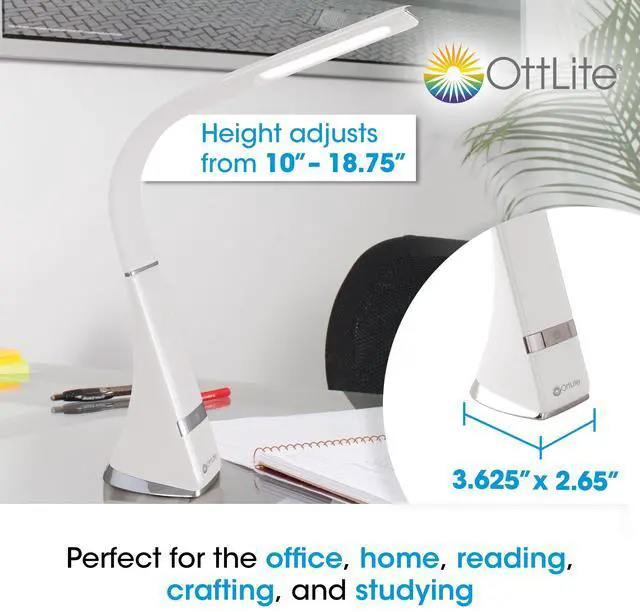 Alt view image 5 of 8 - OttLite Recharge LED Desk Lamp with ClearSun LED Technology - Portable, Dimmable & Flexible Gooseneck - Travel-Friendly Task Lamp with Rechargeable Battery - for Home, Reading, Office & College Dorms
