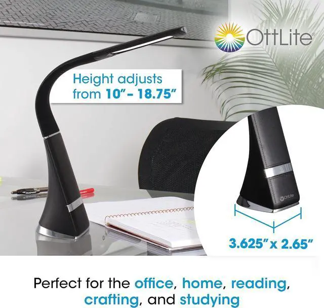 Alt view image 5 of 7 - OttLite Recharge LED Desk Lamp with ClearSun LED Technology - Portable, Dimmable & Flexible Gooseneck - Travel-Friendly Task Lamp with Rechargeable Battery - for Home, Reading, Office & College Dorms