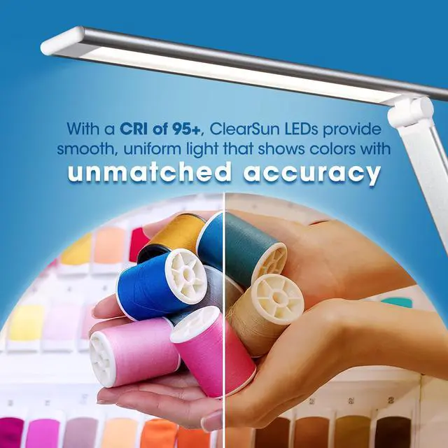 Alt view image 9 of 10 - OttLite CSDQA02W-SHPR Wellness Series Entice LED Desk Lamp with Wireless Charging - Silver Arm - 11" to 22" High - White