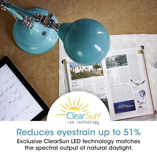 Alt view image 4 of 8 - OttLite F1485TU9-SHPR Wellness Series Revive LED Desk Lamp - 15.5" High - Turquoise