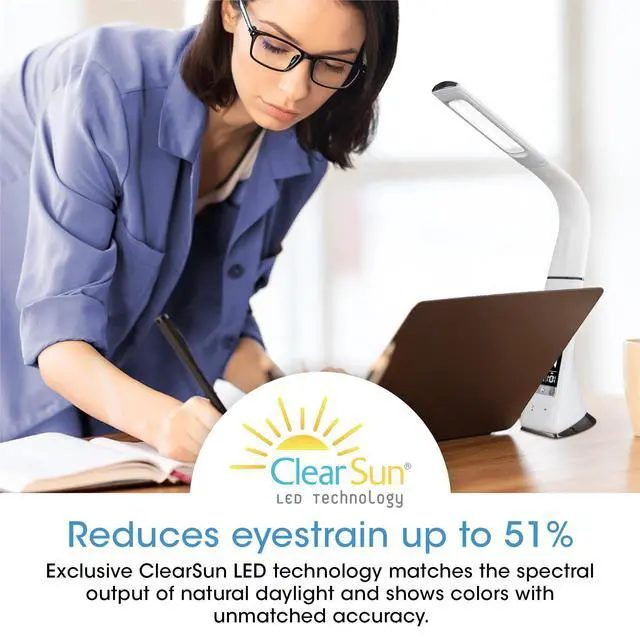 Alt view image 7 of 10 - OttLite Wellness Series® Sanitizing Thrive LED Desk Lamp with Clock