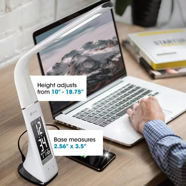 Alt view image 8 of 10 - OttLite Wellness Series® Sanitizing Thrive LED Desk Lamp with Clock