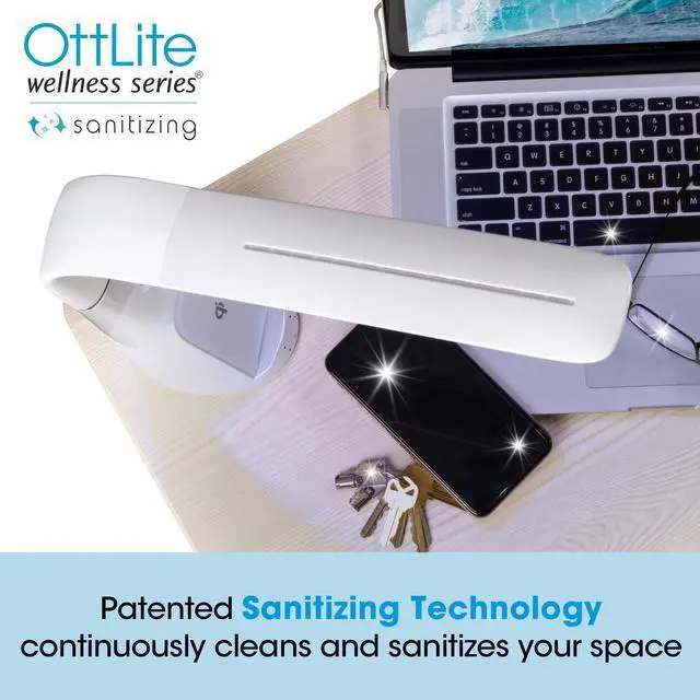 Alt view image 8 of 11 - OttLite Wellness Series® Sanitizing Purify LED Desk Lamp with Wireless Charging