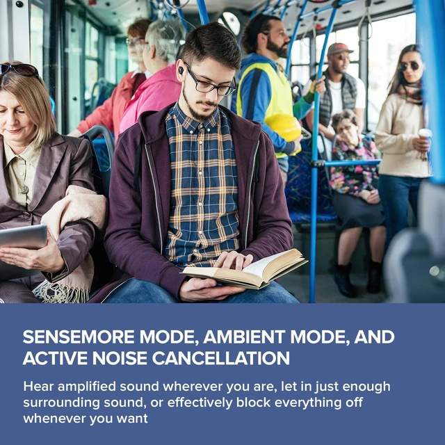 Alt view image 2 of 7 - Creative Sensemore Air Lightweight True Wireless Sweatproof in-Ear Headphones with Sensemore Technology, Ambient Mode, Active Noise Cancellation, Quad Mics, Bluetooth 5.2 and 35 Hours Battery Life.