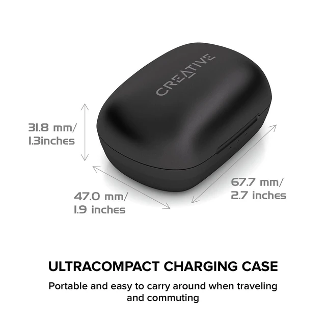 Alt view image 3 of 7 - Creative Sensemore Air Lightweight True Wireless Sweatproof in-Ear Headphones with Sensemore Technology, Ambient Mode, Active Noise Cancellation, Quad Mics, Bluetooth 5.2 and 35 Hours Battery Life.