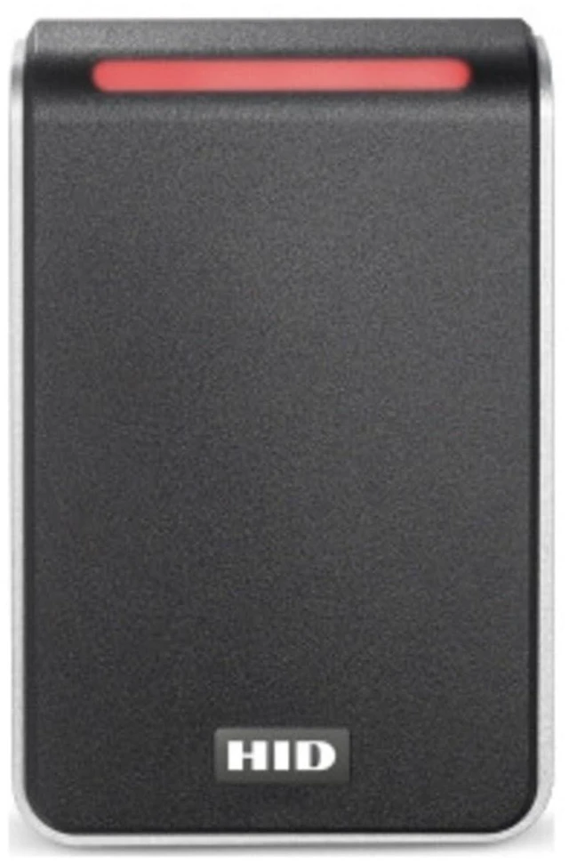 Main image of HID 40NKS-02-000000 Signo 40 Wall Mount Reader, 13.56MHz Profile, OSDP/Wiegand, Pigtail, Mobile Ready, Black with Silver Trim (Replaces R40, RP40)