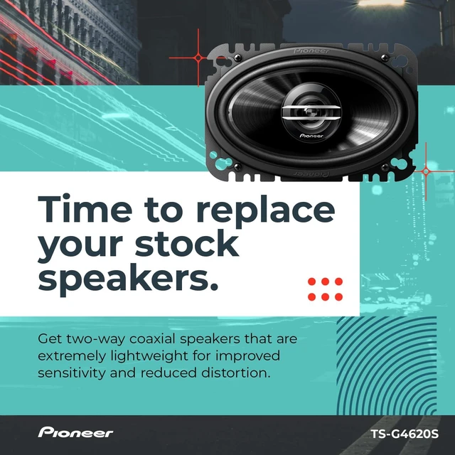 Alt view image 3 of 7 - Pioneer G-Series TS-G4620S 4" x 6" 2-Way Coaxial Car Speakers 210W Max | Great Stock Upgrade, Balanced Sound + Smooth Treble, High-Efficiency Speaker Designed for OEM Power