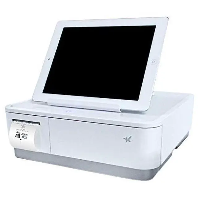 Alt view image 3 of 5 - Star Micronics mPOP Integrated USB-C Lightning Receipt Printer & Cash Drawer with Tablet Stand - White