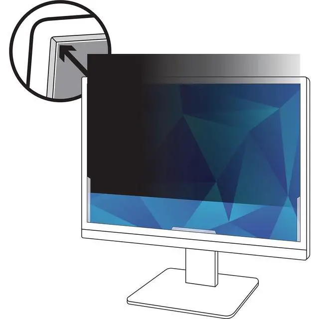 Alt view image 3 of 9 - 3M Privacy Filter for 24 Inch Widescreen Monitor, Reversable Gloss/Matte, Reduces Blue Light, Screen Protection, 16:9 Aspect Ratio (PF240W9B) , Black
