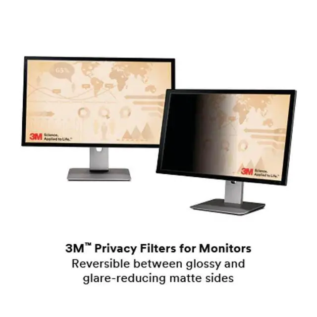 Alt view image 5 of 9 - 3M Privacy Filter for 24 Inch Widescreen Monitor, Reversable Gloss/Matte, Reduces Blue Light, Screen Protection, 16:9 Aspect Ratio (PF240W9B) , Black
