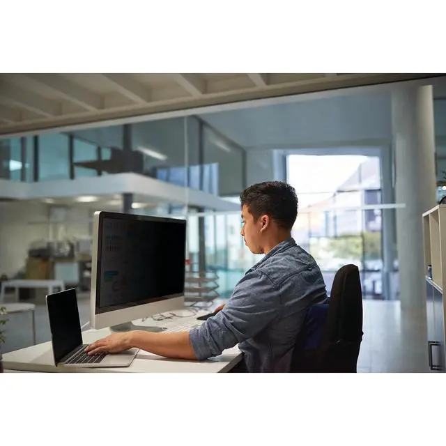 Alt view image 4 of 9 - 3M Privacy Filter for 24 Inch Widescreen Monitor, Reversable Gloss/Matte, Reduces Blue Light, Screen Protection, 16:9 Aspect Ratio (PF240W9B) , Black