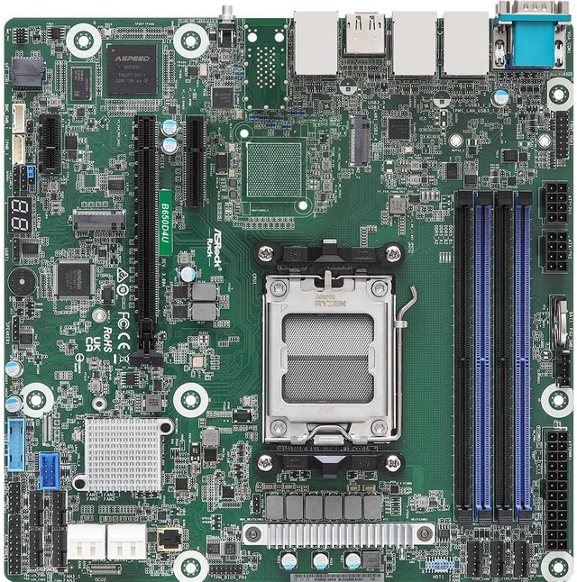 Main image of AsRock Rack B650D4U Micro-ATX Server Motherboard Single Socket AMD Ryzen 7000 Series Processors (LGA 1718) B650E PCIe 5.0 Dual 1G LAN