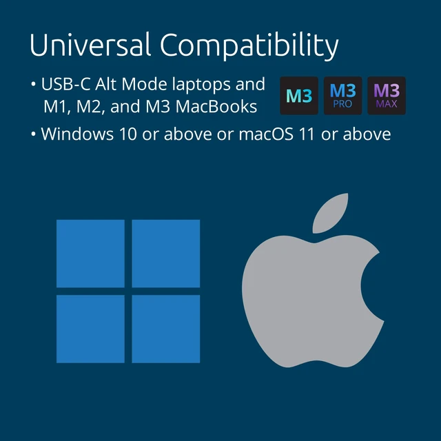 Alt view image 6 of 7 - AD220S3 USB-C Triple Video Mobile Dock K31343WW, Silver 85W power delivery pass through, 4K at 60Hz output, HDMI and DisplayPort, MacBook M1 M2 M3 and M4 ready, portable