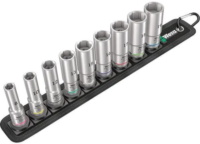 Main image of Wera 5004545001 Belt B Deep 1 socket set, 3/8" drive, 9 pieces