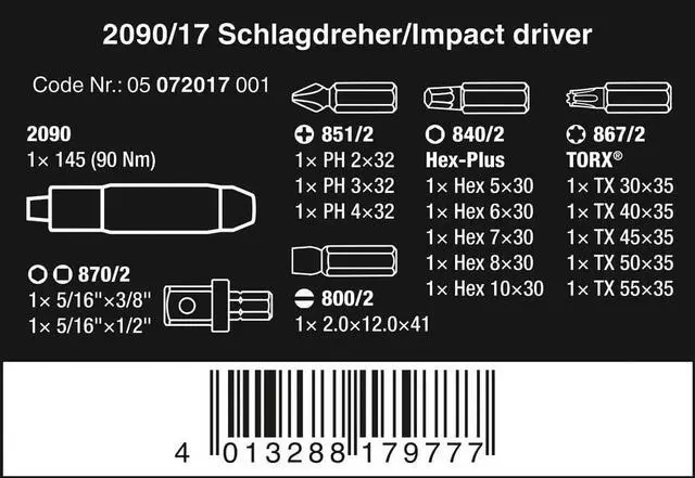 Alt view image 2 of 7 - 2090/17 Impact Driver Set