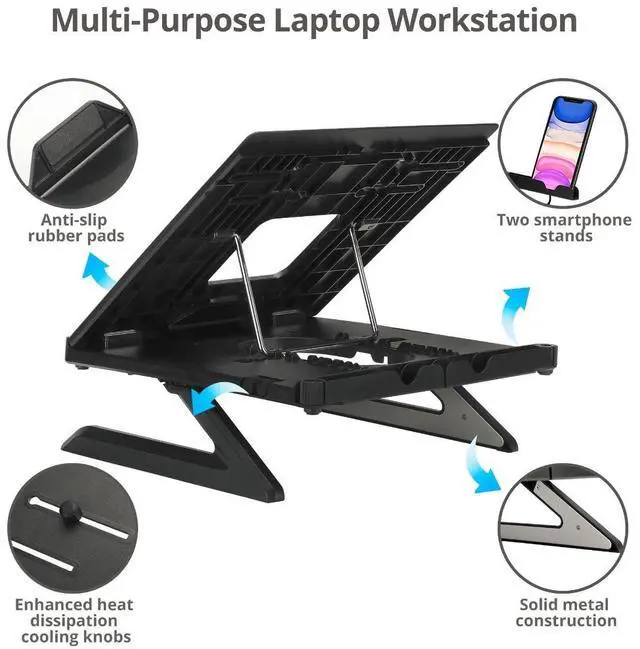Alt view image 10 of 13 - SIIG Adjustable Riser Stand Holder for Laptop up to 17" CEMT3911S1