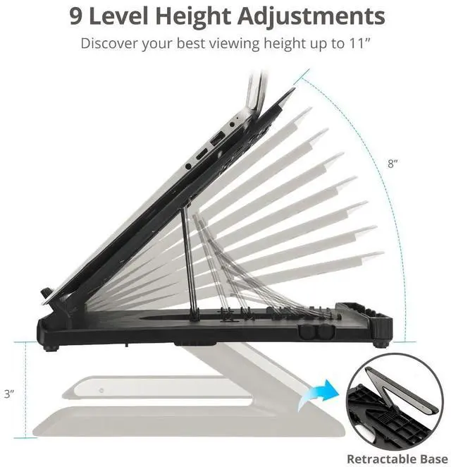Alt view image 9 of 13 - SIIG Adjustable Riser Stand Holder for Laptop up to 17" CEMT3911S1