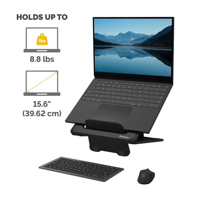 Alt view image 3 of 7 - Breyta Laptop Stand for the Home and Office, 12 Height Adjustments, 15" Monitor Size- Black