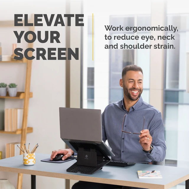 Alt view image 2 of 7 - Breyta Laptop Stand for the Home and Office, 12 Height Adjustments, 15" Monitor Size- Black
