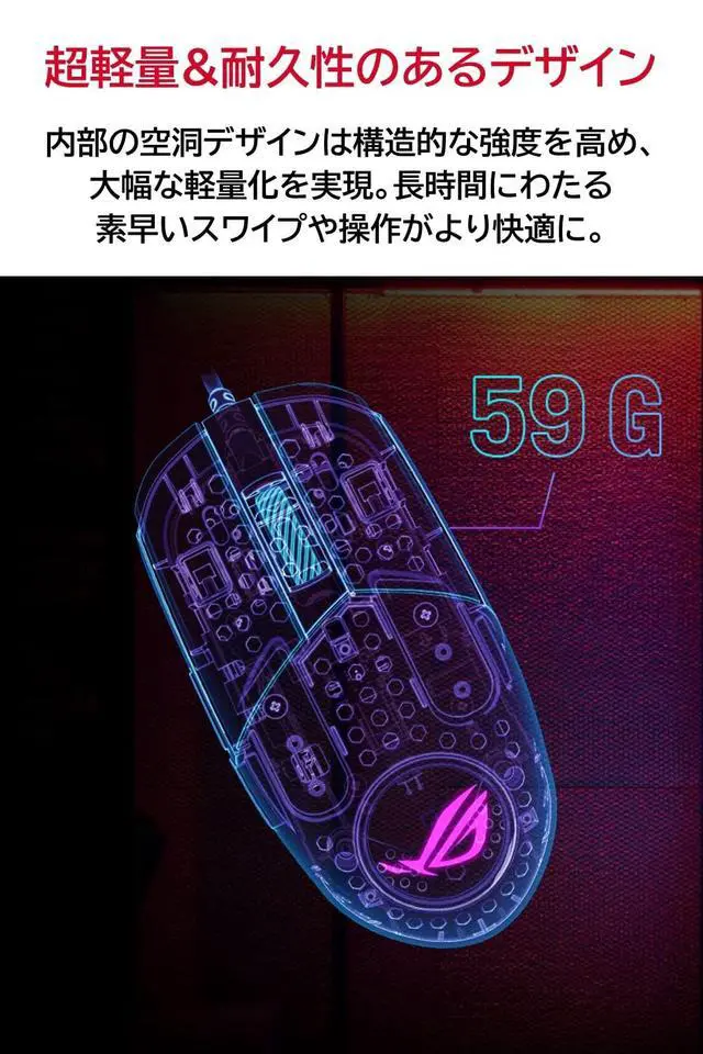 Alt view image 4 of 7 - ASUS ROG Strix Impact III Gaming Mouse, Semi-Ambidextrous, Wired, Lightweight, 12000 DPI Sensor, 5 programmable Buttons, Replaceable switches, Paracord Cable, FPS Gaming Mouse, Black