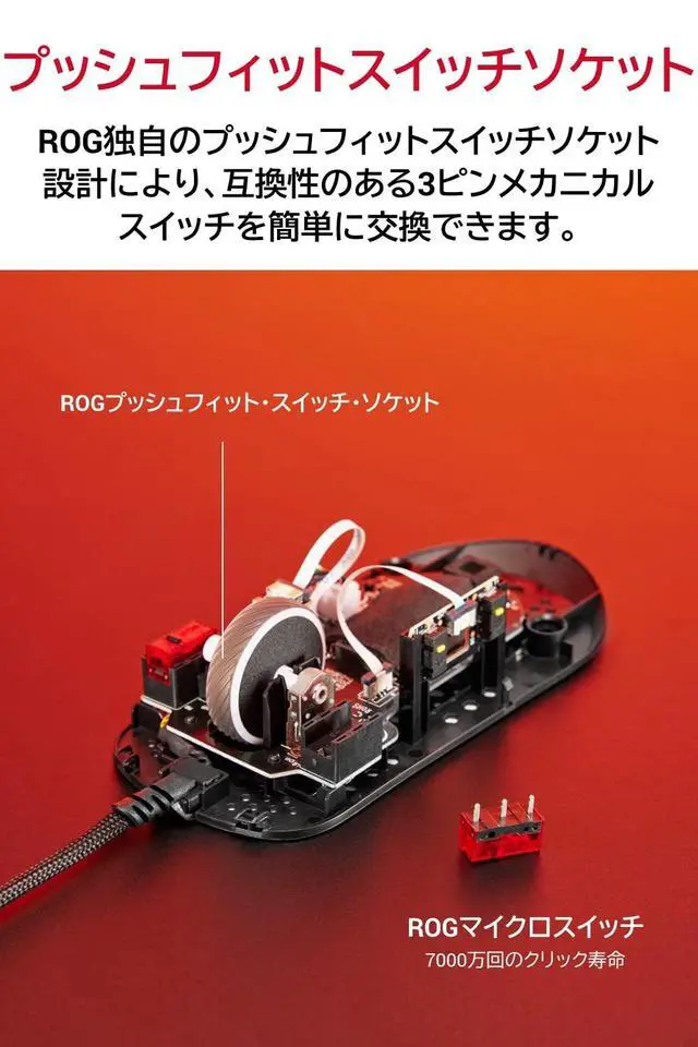 Alt view image 7 of 7 - ASUS ROG Strix Impact III Gaming Mouse, Semi-Ambidextrous, Wired, Lightweight, 12000 DPI Sensor, 5 programmable Buttons, Replaceable switches, Paracord Cable, FPS Gaming Mouse, Black