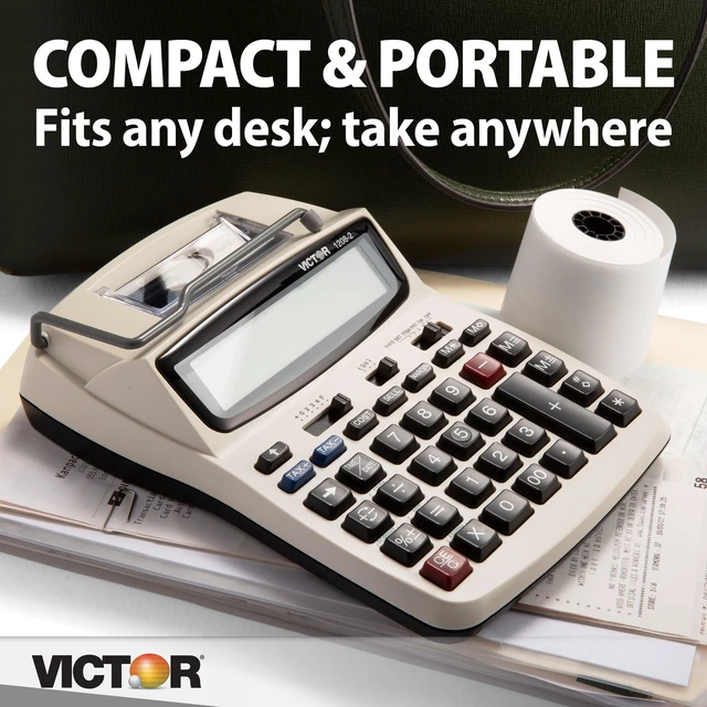 Alt view image 3 of 7 - 12-Digit Compact Adding Machine Printing Calculator, White (1208-2) | Fast 2.3 Lines-Per-Second Ink Roller Printer with Cost, Sell and Margin Keys, 20% Recycled Plastic Enclosure