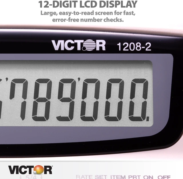 Alt view image 5 of 7 - 12-Digit Compact Adding Machine Printing Calculator, White (1208-2) | Fast 2.3 Lines-Per-Second Ink Roller Printer with Cost, Sell and Margin Keys, 20% Recycled Plastic Enclosure