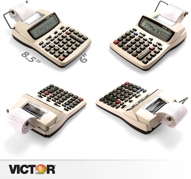 Alt view image 6 of 7 - 12-Digit Compact Adding Machine Printing Calculator, White (1208-2) | Fast 2.3 Lines-Per-Second Ink Roller Printer with Cost, Sell and Margin Keys, 20% Recycled Plastic Enclosure