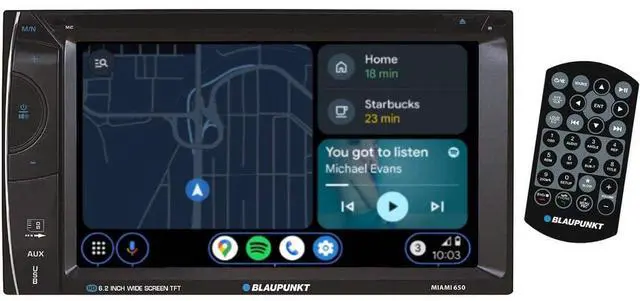 Main image of Blaupunkt Miami 650 Bluetooth Car Stereo with Android Auto/Apple CarPlay - Double DIN, AM/FM Radio, DVD/CD Player, USB, SD Card, AUX in, Multi-Color Illumination (Mirror Link Connection)