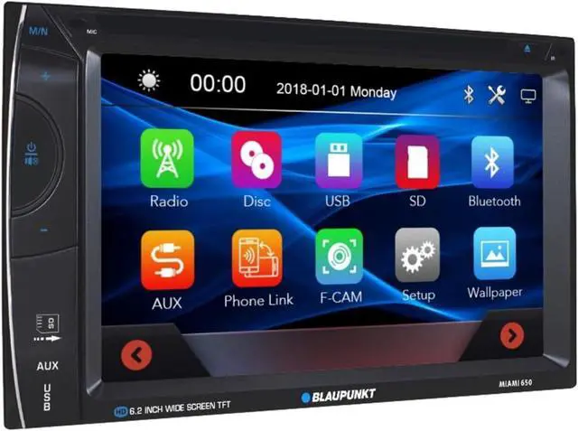 Alt view image 2 of 4 - Blaupunkt Miami 650 Bluetooth Car Stereo with Android Auto/Apple CarPlay - Double DIN, AM/FM Radio, DVD/CD Player, USB, SD Card, AUX in, Multi-Color Illumination (Mirror Link Connection)