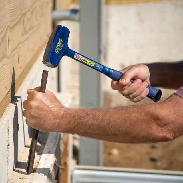 Alt view image 6 of 7 - ESTWING BIG BLUE Drilling/Crack Hammer - 4-Pound Long Handle Sledge with Forged Steel Construction & Shock Reduction Grip - B3-4LBL