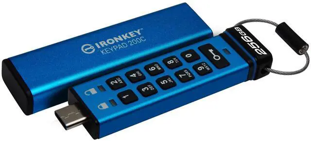 Main image of Kingston Ironkey Keypad 200 USB-C 256GB Encrypted Flash Drive | OS Independent | FIPS 140-3 Level 3 | XTS-AES 256-bit | BadUSB and Brute Force Protection | Multi-Pin Option | IKKP200C/256GB