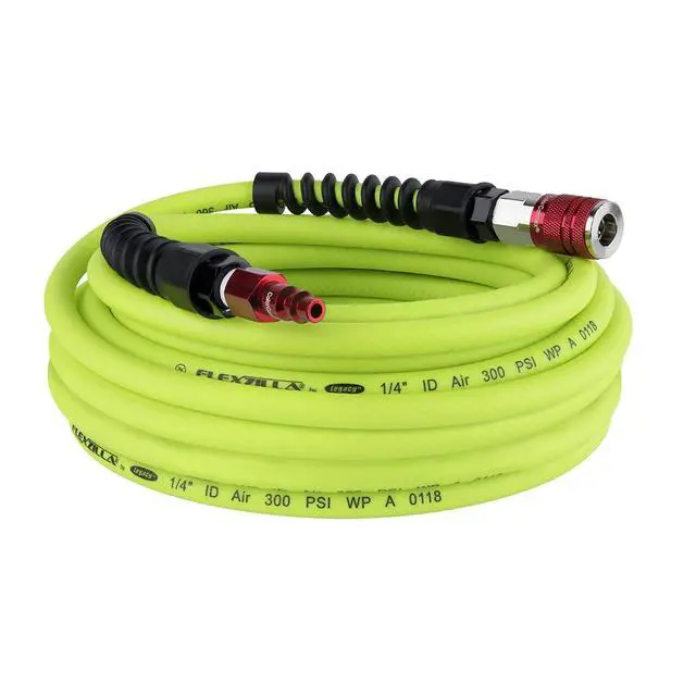 Alt view image 10 of 16 - FLEXZILLA HFZP1450YW2-D Flexzilla Pro Air Hose 1/4in x 50ft w/ ColorConnex Coupler Plug Type D Red