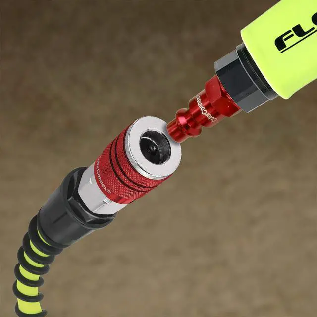 Alt view image 16 of 16 - FLEXZILLA HFZP1450YW2-D Flexzilla Pro Air Hose 1/4in x 50ft w/ ColorConnex Coupler Plug Type D Red