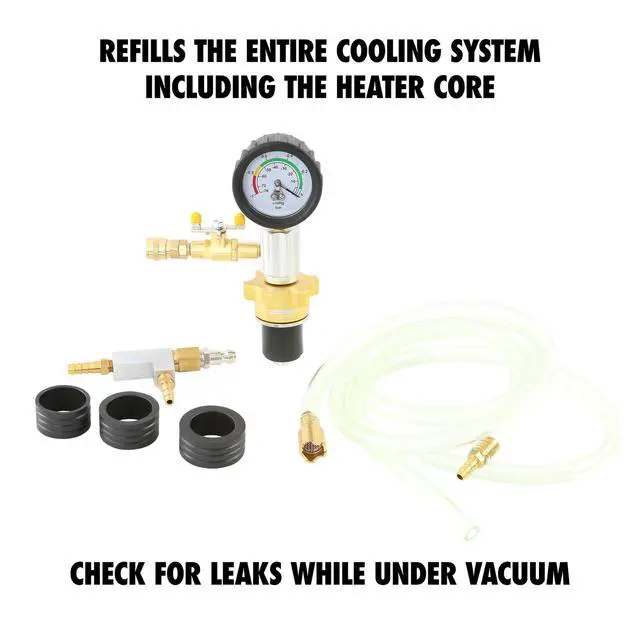 Alt view image 2 of 7 - OEMTOOLS 27066 Coolant System Refiller Kit, 3 Adapters | Remove Air Trapped in Cooling System, Test Radiator and Heating Core Lines for Leaks | Fits Radiator Necks and Coolant Reservoirs