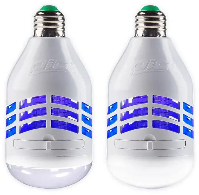 Main image of PIC LED Bug Zapper Light Bulb, Compact Mosquito Zapper, Electric Insect Killer, White, Fit Standard Bulb Socket, Kills Bug on Contact, Bug Catcher for Home, 2 Pack
