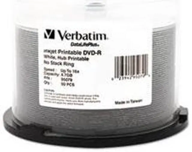 Alt view image 2 of 3 - Verbatim Corporation VER95079 DVD-R- Inkjet-Hub Printable White- 4.7GB- 16X- 50-PK