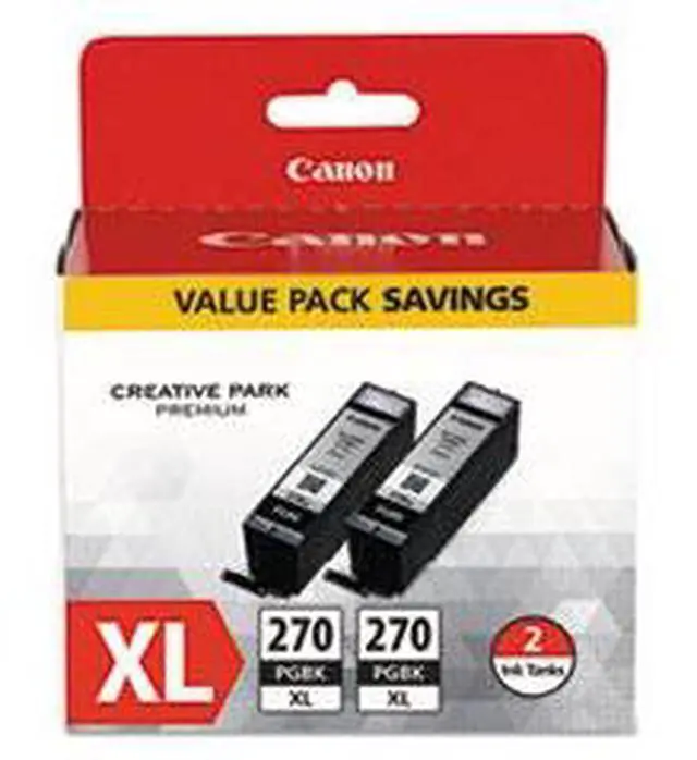 Alt view image 2 of 19 - Canon PGI-270 XL High Yield Ink Cartridge - Dual Pack - Pigmented Black