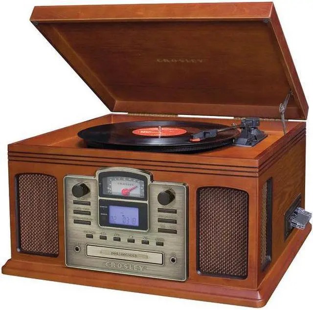 Alt view image 6 of 12 - Crosley CR2405A-PA Director CD Recorder with Cassette Player (Paprika)