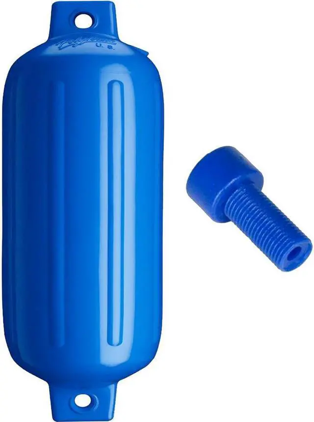 Alt view image 2 of 6 - Polyform G - 6 Twin Eye Fender 10.5 x 30 - Blue with Air Adaptor - G-6-BLUE
