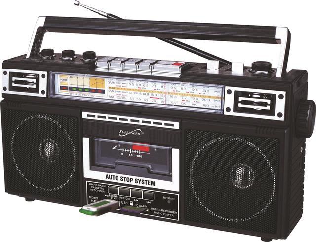 Main image of Supersonic SC-3201BT-BK 4 Band Radio & Cassette Player + Cassette To Mp3 Converter & Bluetooth (Black)