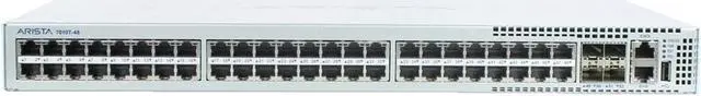 Alt view image 2 of 4 - Arista DCS-7010T-48-R 48P 1GbE 4P 10GbE SFP+ RA Switch with rack mounts.
