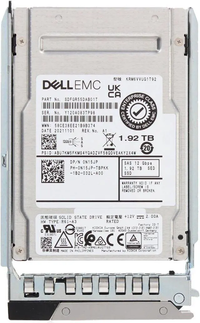 Alt view image 5 of 6 - Dell 1.92TB 12Gbps vSAS MU TLC SED 2.5 SSD KRM6VVUG1T92 CPO (N15JP) -R