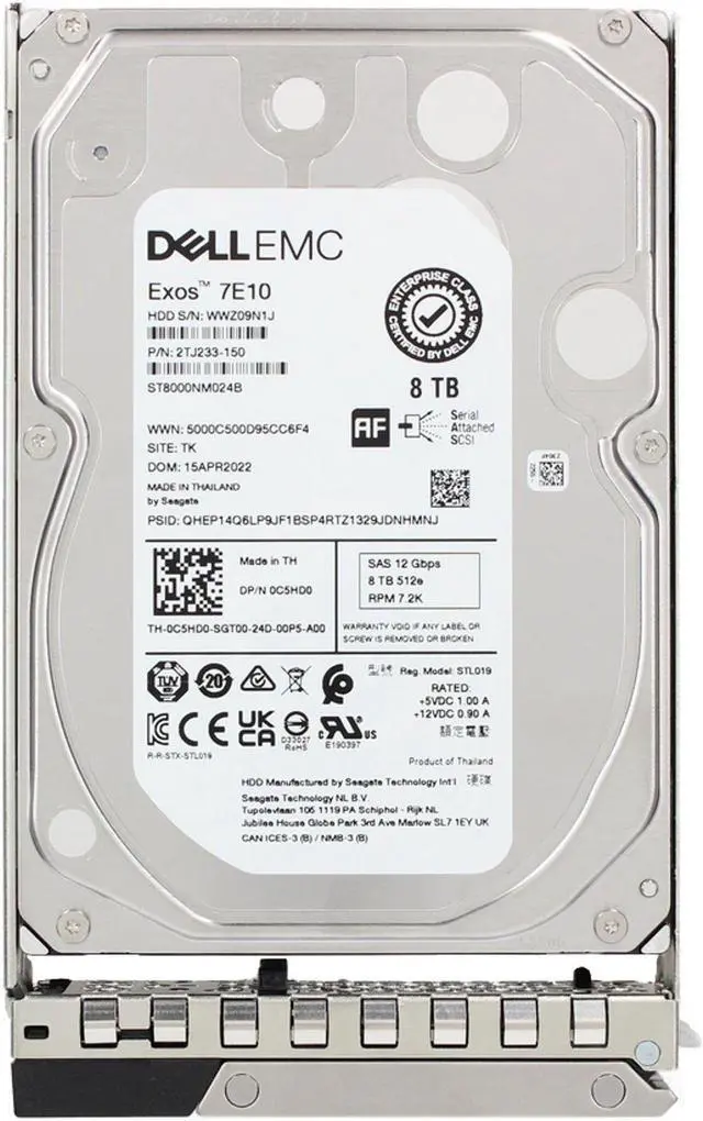 Alt view image 5 of 6 - Dell 8TB 7.2K 512e 12Gbps NL SAS 3.5 HDD Exos 7E10 (C5HD0)