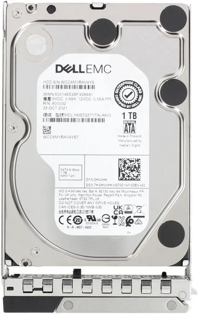 Alt view image 5 of 6 - Dell 1TB 7.2K 512n 6Gbps SATA 3.5 HDD Ultrastar DC HA210 CPO (HNWHH)