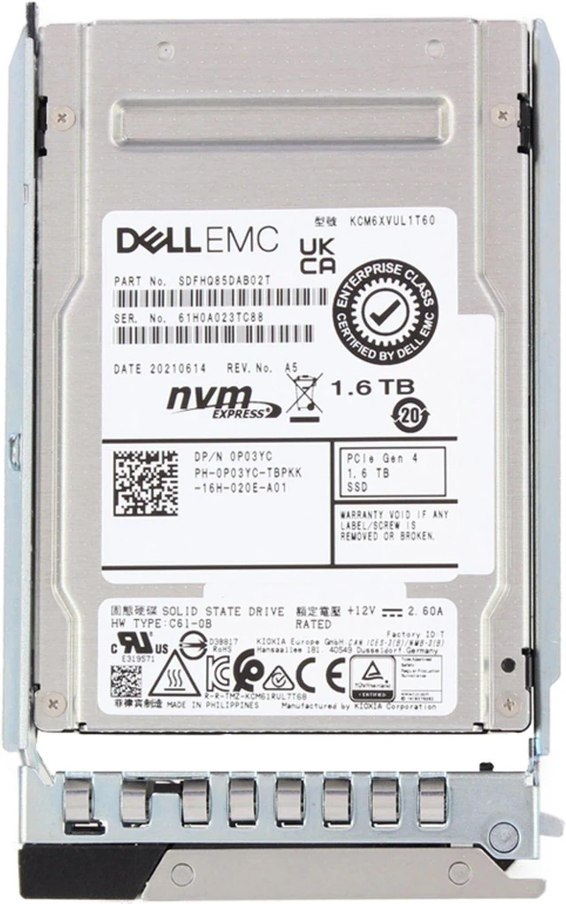 Alt view image 5 of 5 - P03YC-CP1 Dell 1.6TB Enterprise NVMe Gen4 MU MLC 2.5 SSD CM6-V CPO