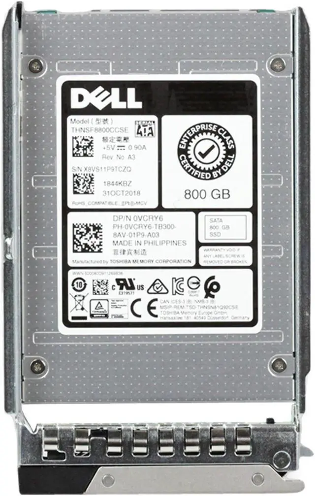 Alt view image 5 of 5 - Dell 800GB 6Gbps SATA MU MLC 7mm 2.5 SSD THNSF8800CCSE CPO (VCRY6-R)