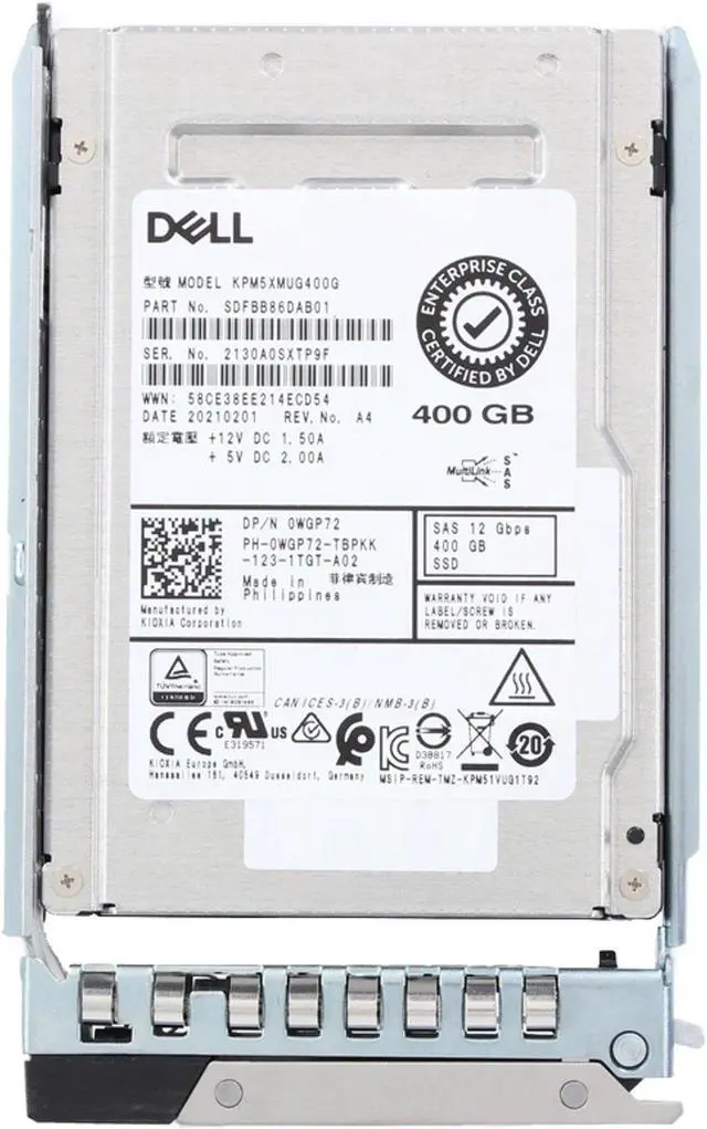 Alt view image 5 of 5 - Dell 400GB 12Gbps SAS WI TLC 2.5 SSD KPM5XMUG400G (WGP72)