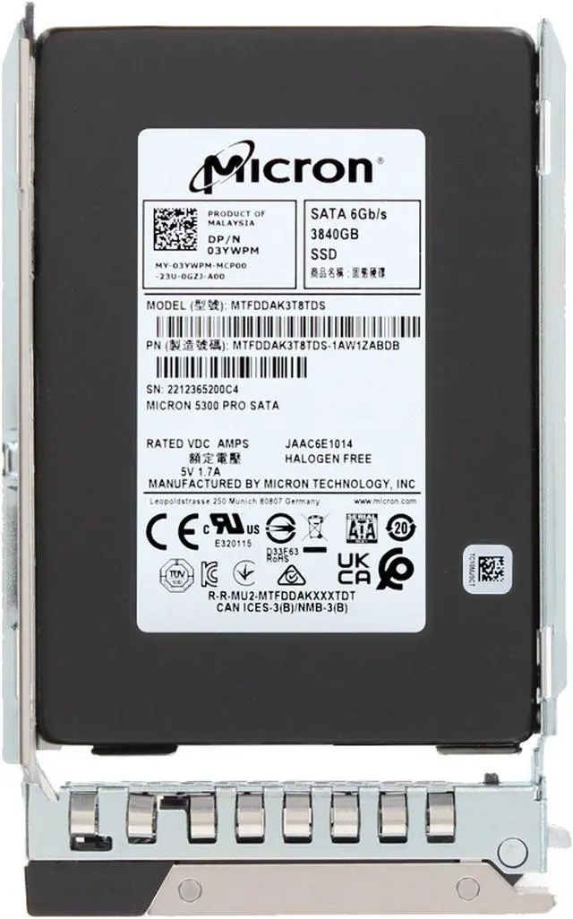 Alt view image 5 of 6 - Dell 3.84TB 6Gbps SATA RI TLC 7mm 2.5 SSD 5300 Pro CPO (3YWPM) -R